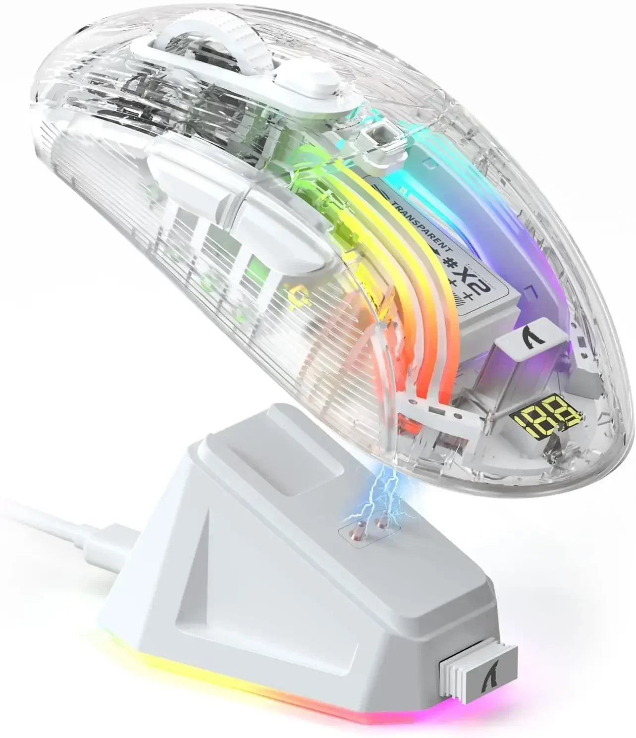 ATTACK SHARK X2 Pro Modo Triplo Sem Fio Transparente Shell Gaming Mouse RGB Recarregável 4000 DPI Mouse Dock Recarregável