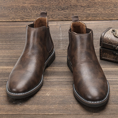 [Brown Chelsea Boots] Brown Men's Chelsea Ankle Boots | Size 40-46, Pointed Toe, TPR Sole, Faux Cover with Black Elastic Band | Ideal for Casual Wear and Vacation
