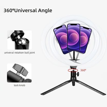 10 Inch Professional Fill Light Set with 360° Rotation & Multifunctional Switch - Perfect for Photography & Videography!
