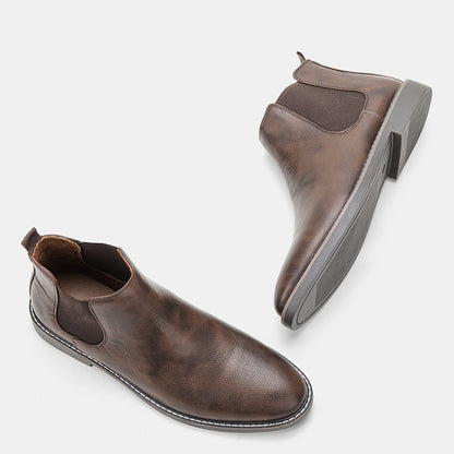 [Brown Chelsea Boots] Brown Men's Chelsea Ankle Boots | Size 40-46, Pointed Toe, TPR Sole, Faux Cover with Black Elastic Band | Ideal for Casual Wear and Vacation
