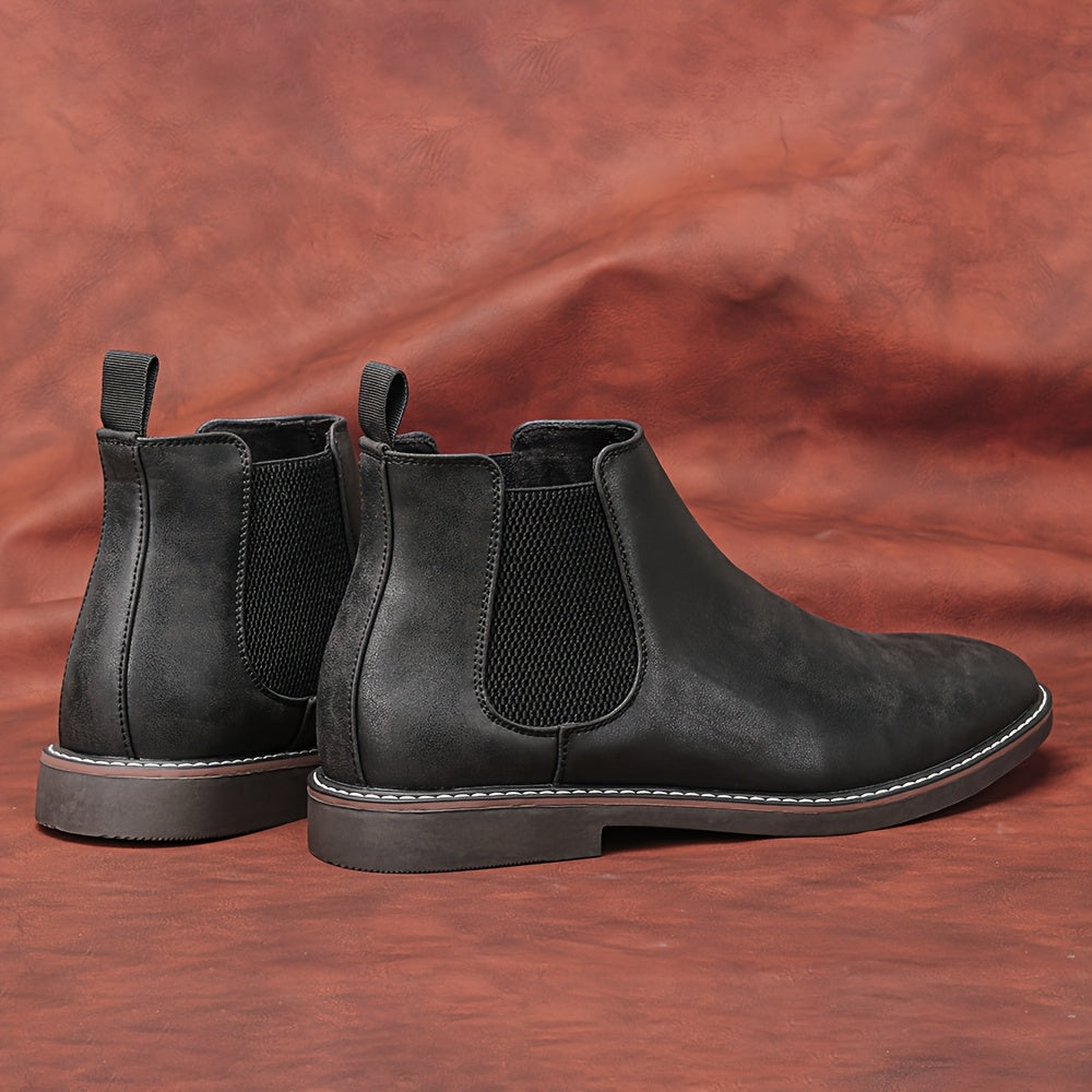 [Brown Chelsea Boots] Brown Men's Chelsea Ankle Boots | Size 40-46, Pointed Toe, TPR Sole, Faux Cover with Black Elastic Band | Ideal for Casual Wear and Vacation