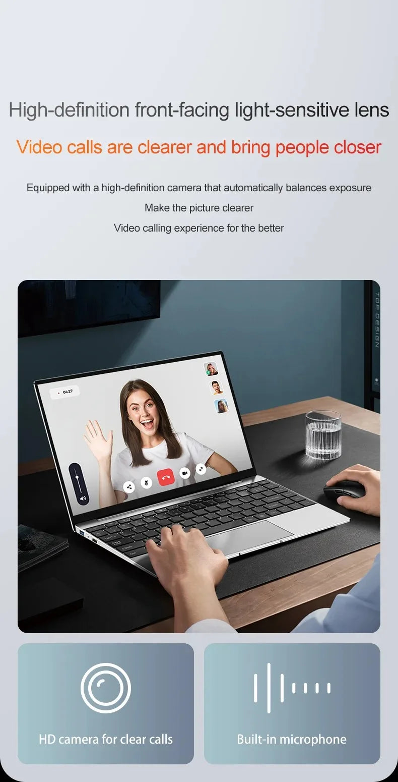 Ultra fino portátil 14.1 "16gb ram 2tb ssd intel n3700 notebook windows 11 pro 1920*1080 display escritório estudo computador pc