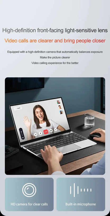 Ultra fino portátil 14.1 "16gb ram 2tb ssd intel n3700 notebook windows 11 pro 1920*1080 display escritório estudo computador pc