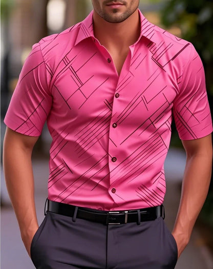 Novas camisas masculinas múltiplas cores manga curta listras lapela havaiana férias botão roupas moda casual confortável XS-6XL