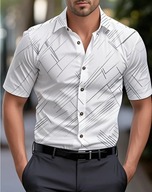 Novas camisas masculinas múltiplas cores manga curta listras lapela havaiana férias botão roupas moda casual confortável XS-6XL