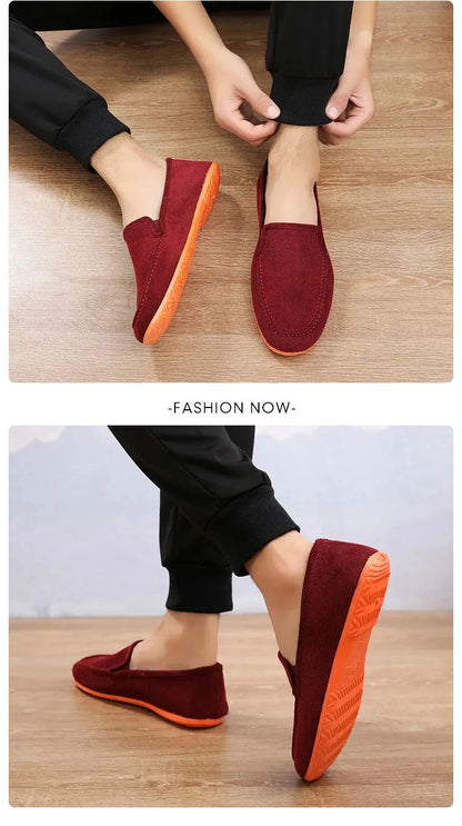 Mocassins de lona tamanho grande masculino, tênis planos simples, sapatos casuais masculinos, sapatos de caminhada, vintage, baratos