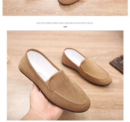 Mocassins de lona tamanho grande masculino, tênis planos simples, sapatos casuais masculinos, sapatos de caminhada, vintage, baratos