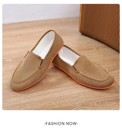 Mocassins de lona tamanho grande masculino, tênis planos simples, sapatos casuais masculinos, sapatos de caminhada, vintage, baratos