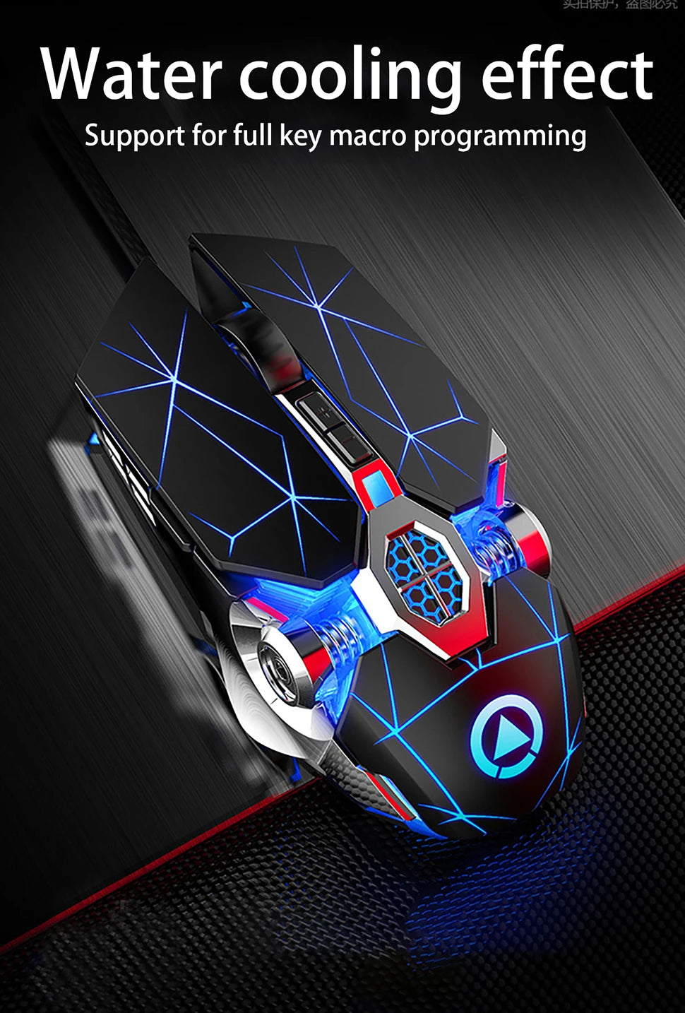 Novo mouse para jogos profissional, 3200dpi, 7 botões, retroiluminado, suporte para mouse de computador, definição macro, mecânico, com fio, silencioso