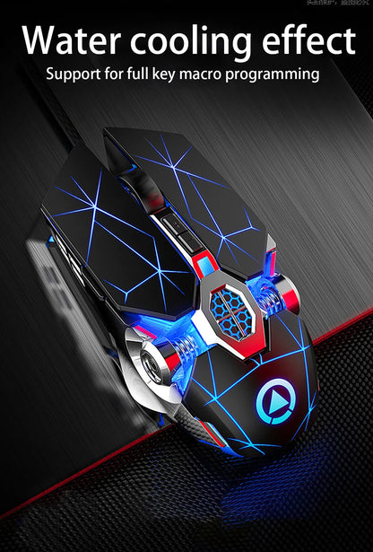 Novo mouse para jogos profissional, 3200dpi, 7 botões, retroiluminado, suporte para mouse de computador, definição macro, mecânico, com fio, silencioso