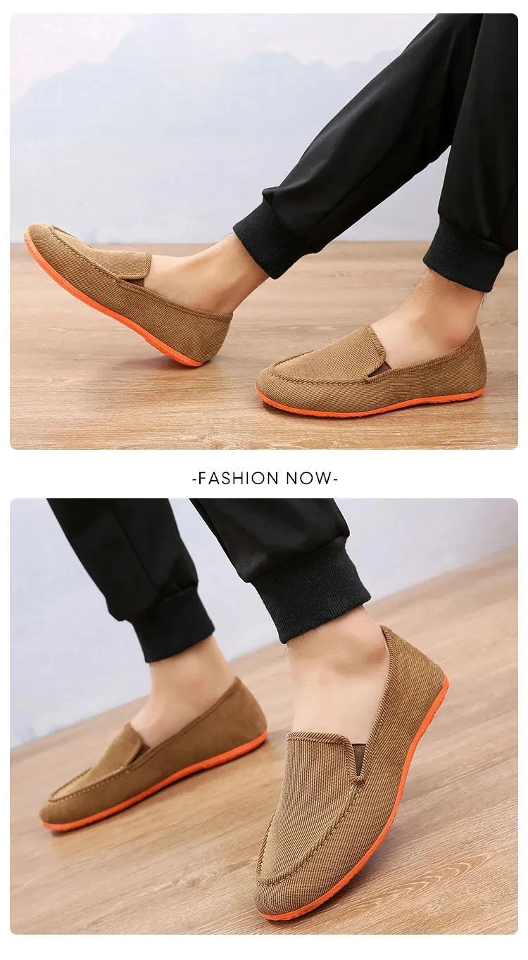 Mocassins de lona tamanho grande masculino, tênis planos simples, sapatos casuais masculinos, sapatos de caminhada, vintage, baratos