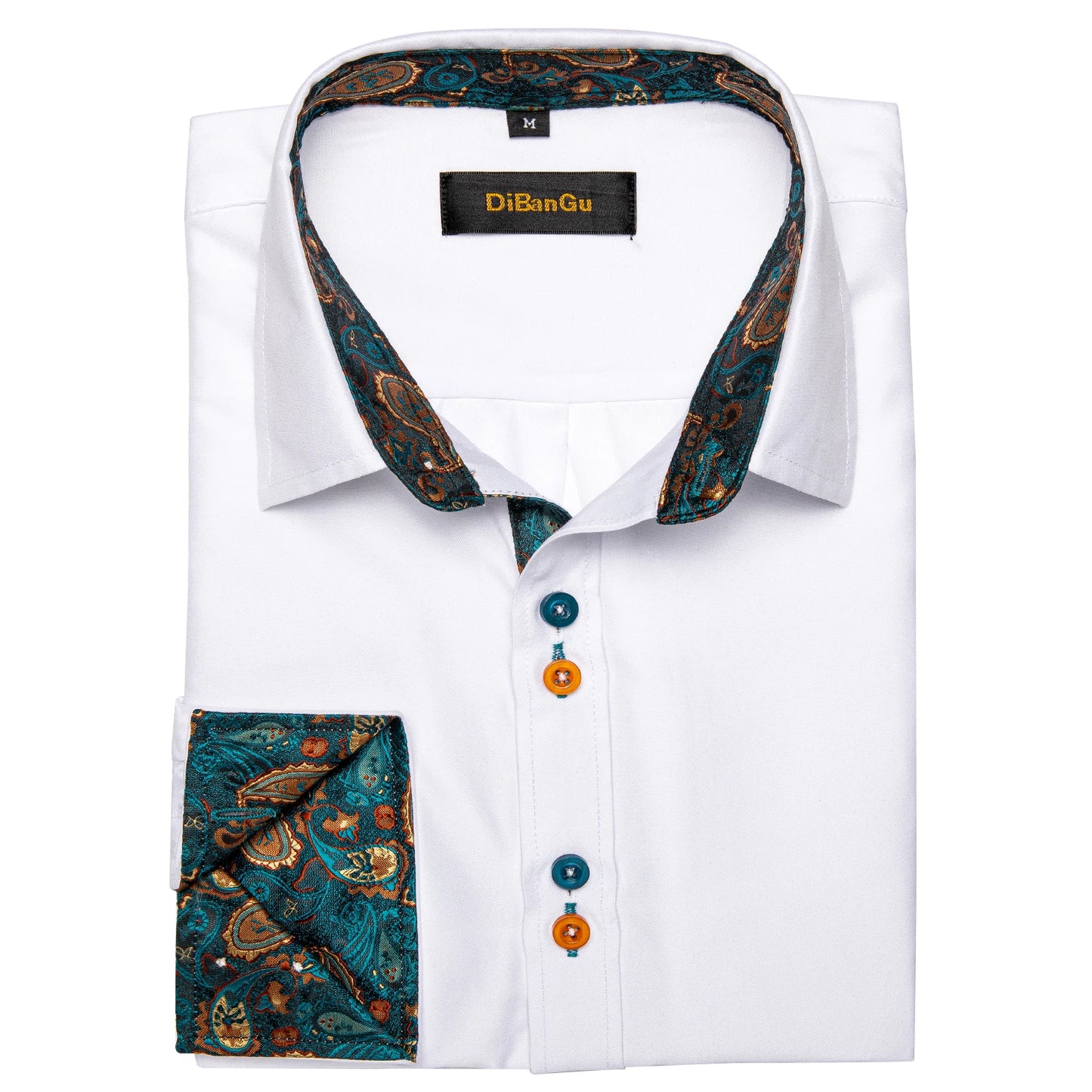 DiBanGu Camisa Masculina de Manga Longa Preto Sólido Vermelho Paisley Cor Contraste Moda Vestido Camisa para Homens Gola Botão para baixo Roupas Masculinas