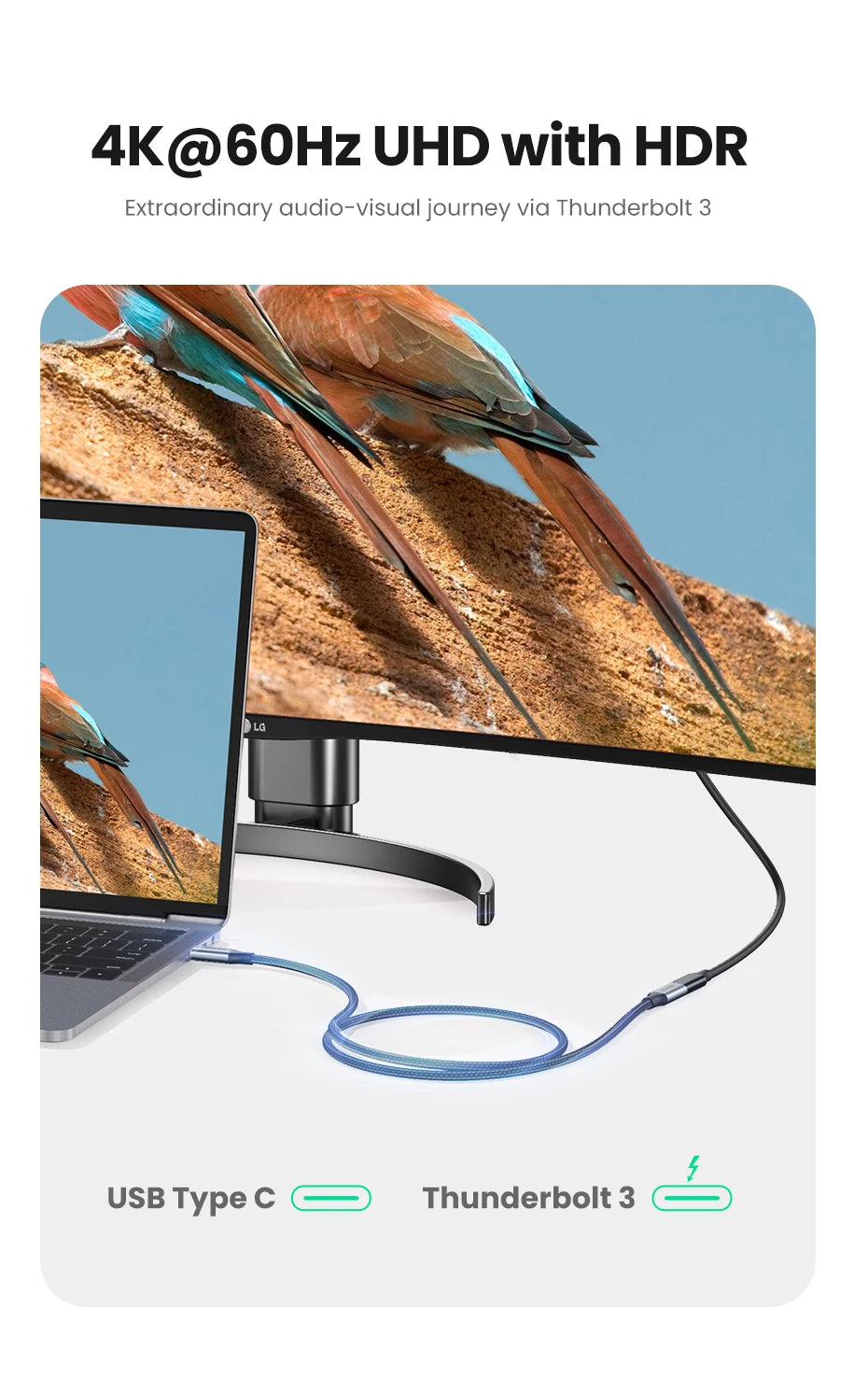 Ugreen usb c cabo de extensão tipo c cabo extensor USB-C thunderbolt 3 para xiaomi nintendo interruptor usb 3.1 cabo de extensão usb