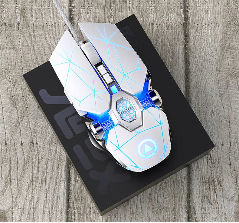 Novo mouse para jogos profissional, 3200dpi, 7 botões, retroiluminado, suporte para mouse de computador, definição macro, mecânico, com fio, silencioso