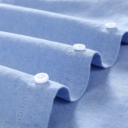 100% algodão oxford camisa masculina manga longa bordado cavalo casual sem bolso sólido amarelo vestido camisa masculina plus size S-6XL