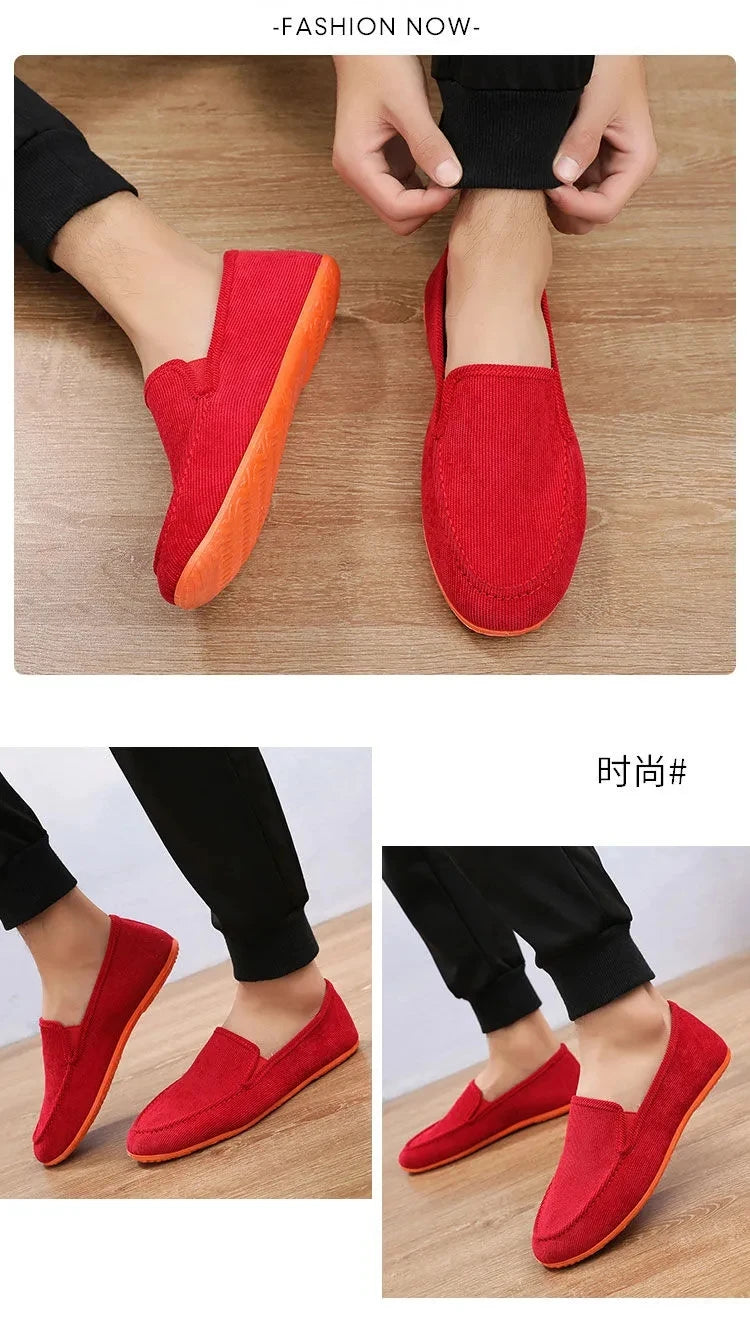 Mocassins de lona tamanho grande masculino, tênis planos simples, sapatos casuais masculinos, sapatos de caminhada, vintage, baratos