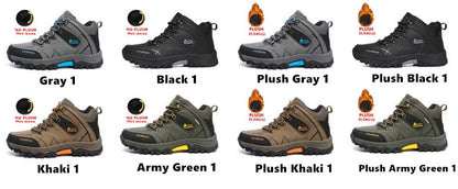 Bota de neve masculina, botas quentes de inverno de couro à prova d'água de alta qualidade e com cadarço de borracha