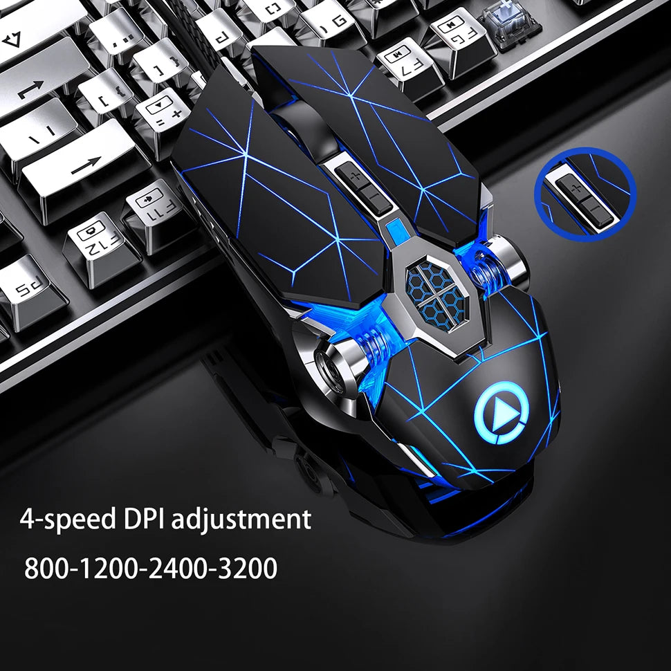 Novo mouse para jogos profissional, 3200dpi, 7 botões, retroiluminado, suporte para mouse de computador, definição macro, mecânico, com fio, silencioso