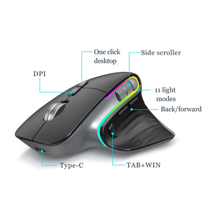 Ergonômico bluetooth 2.4g mouse tri-mode sem fio mouse para jogos USB-C rgb recarregável mause 5 dpi 9 botões para computador pc tablet