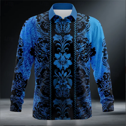 Nova camisa de manga longa masculina flip-over única fivela design lobo camisa diária moda tendência nova coleção