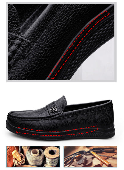 Sapatos casuais de couro genuíno masculinos feitos à mão deslizamento na plataforma sapatos de caminhada ao ar livre mocassins de condução tênis respiráveis