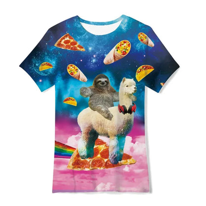 Verão 3d impressão gatos engraçados t camisa masculina galáxia gato gráfico manga curta personalidade casual o-pescoço rua em torno do pescoço camisetas roupas