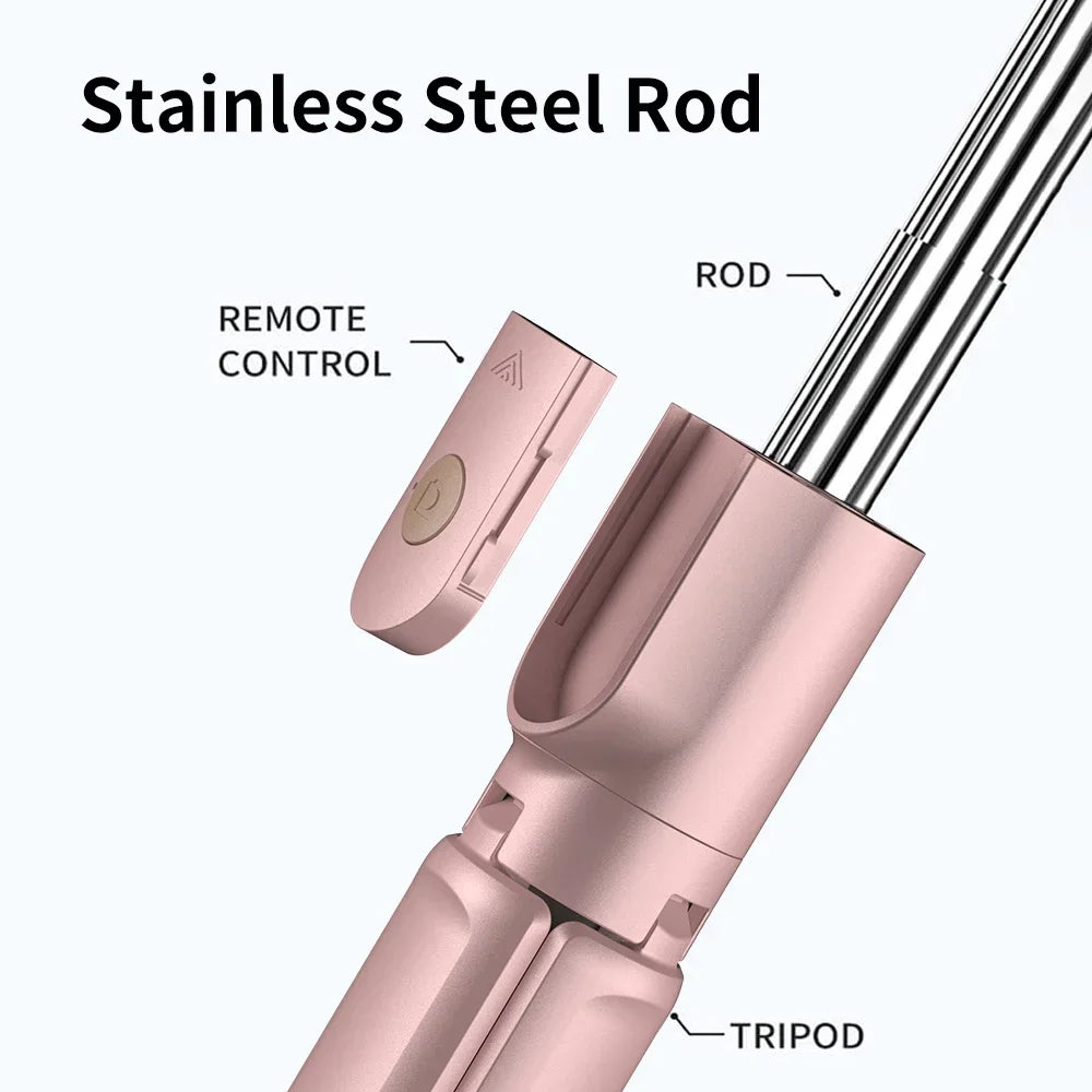 Tripé sem fio para selfie stick com controle remoto removível para iPhone TikTok Live Streaming