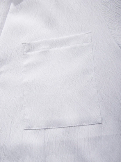 Camisas masculinas de manga curta verão cor sólida respirável solto camisas casuais praia férias estilo masculino topos camisetas