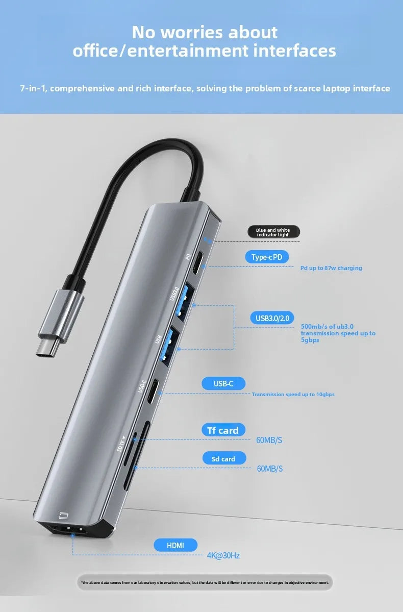 Usb 3.0 tipo-c hub para adaptador hdmi 4k 30hz sd tf cartão pd 87w divisor de carga rápida usb docking stations hub para macbook computar