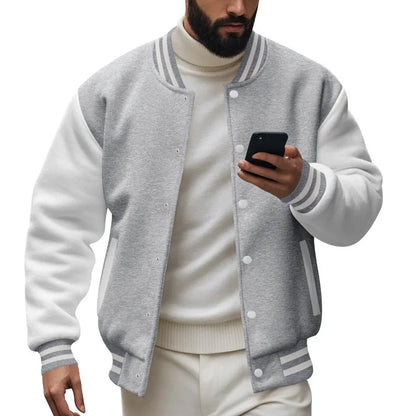 Cross-border men's autumn and winter flight jacket baseball jersey velvet loose casual stand-up jacket men