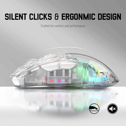 ATTACK SHARK X2 Pro Modo Triplo Sem Fio Transparente Shell Gaming Mouse RGB Recarregável 4000 DPI Mouse Dock Recarregável