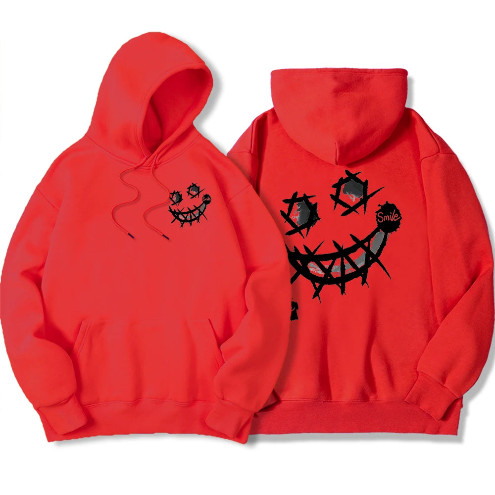 Por favor, sorriso, ok padrões interessantes moletom masculino harajuku moda com capuz quente casual hoodies outono oversize topos
