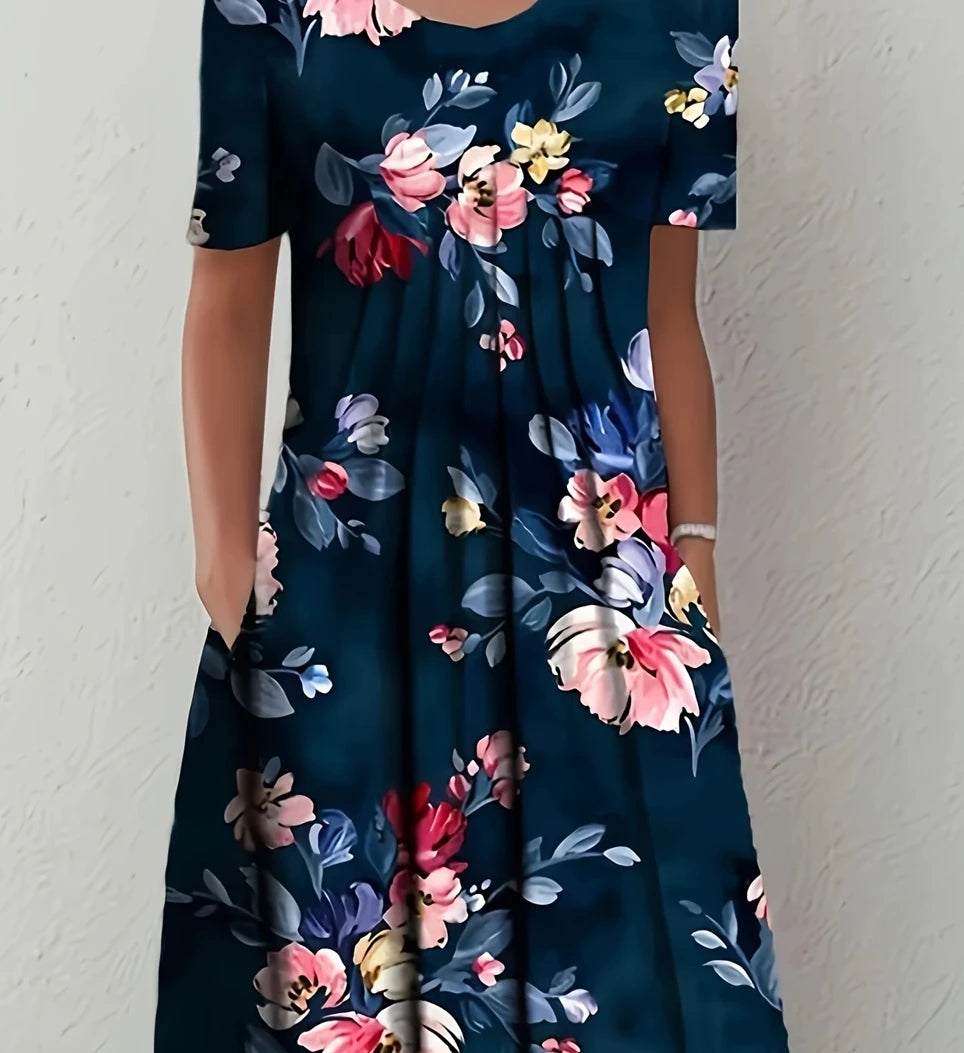 Moda elegante vestido feminino solto vestido casual feminino vestido impresso novo temperamento