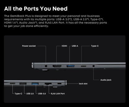 Chuwi gemibook plus laptop intel n100/n150 gráficos para 12a geração 15.6 "1920*1080p 16gb ram 512gb ssd com ventilador de refrigeração windows 11
