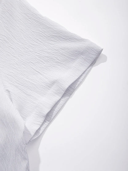 Camisas masculinas de manga curta verão cor sólida respirável solto camisas casuais praia férias estilo masculino topos camisetas