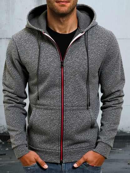 Outono casacos com capuz jaqueta para homens casual fecho de zíper moletom com capuz fino ajuste streetwear roupas esportivas masculinas