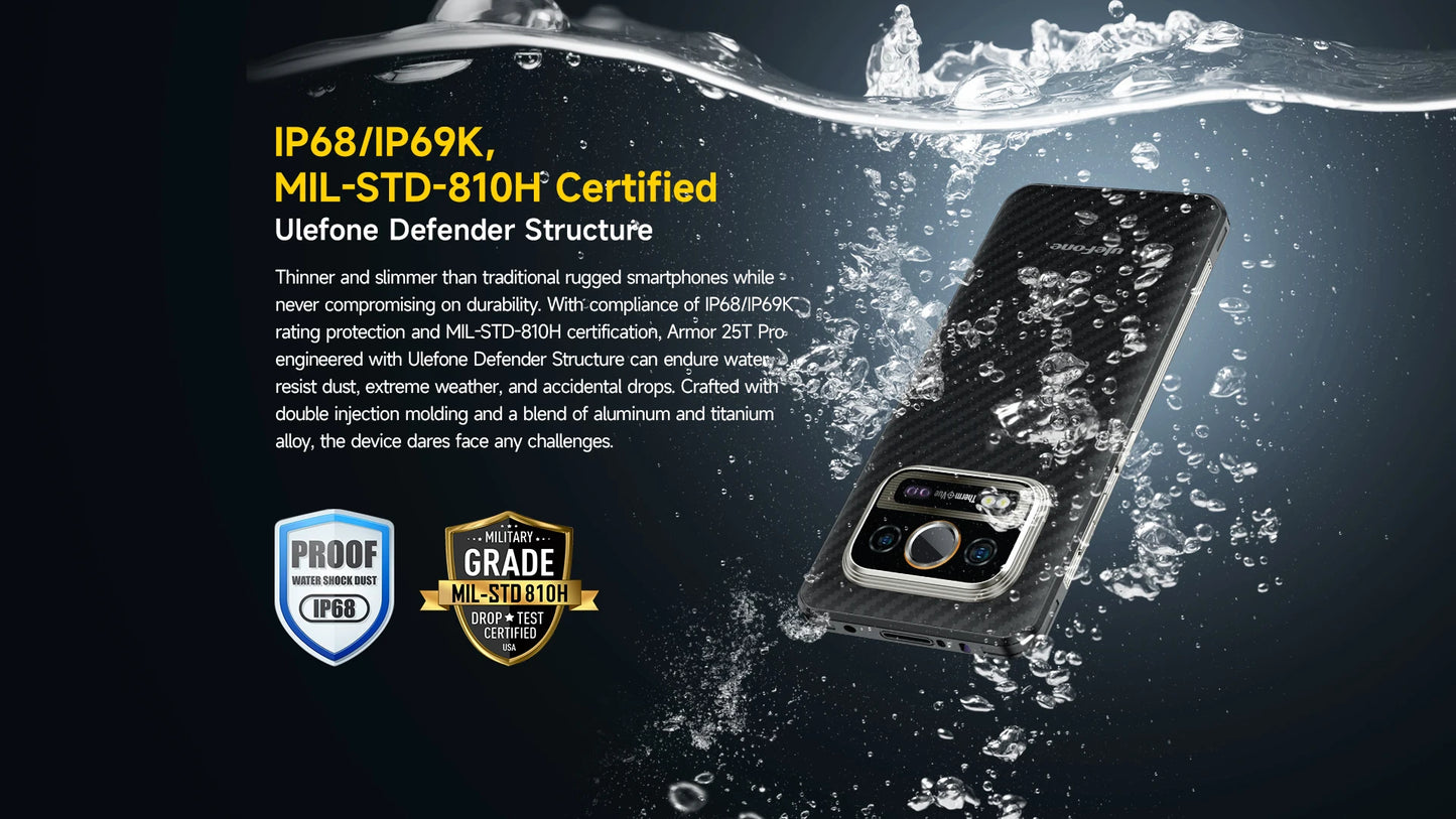 Ulefone armor 25t pro 5g telefone robusto com imagem térmica android 14 33w 64mp visão noturna smartphone nfc à prova de água