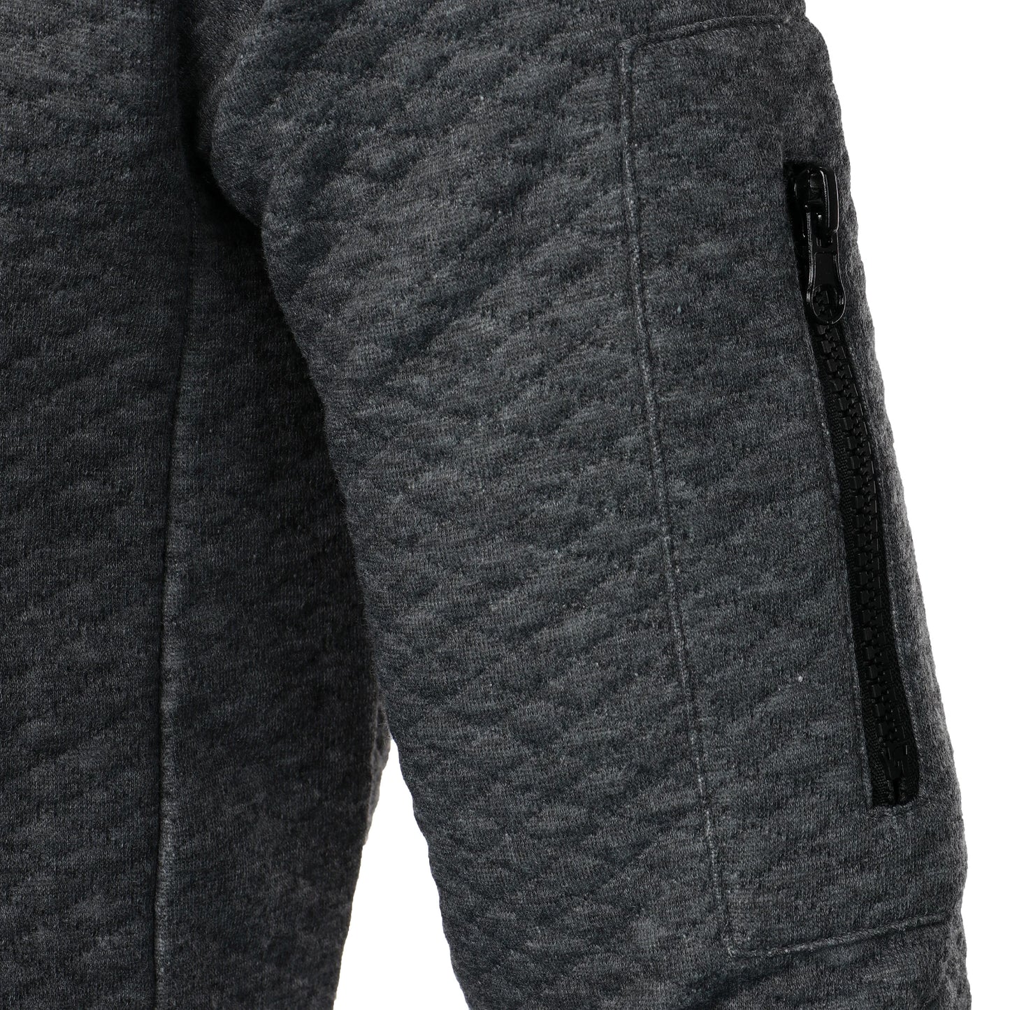 Top masculino com zíper waffle, gola stand, capuz casual, outono e inverno