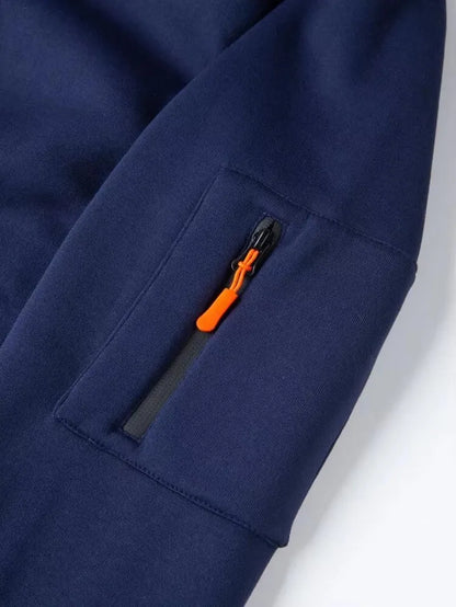 2025 meio zíper impressão hoodie masculino multi-bolso casual esportes manga longa com capuz moletom diário moda fitness pulôver