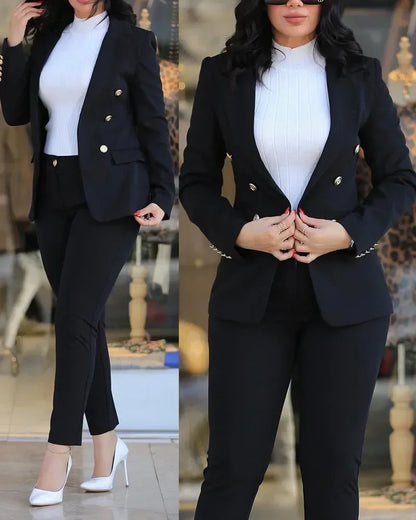 2025 feminino formal jaqueta e calças senhora do escritório outfits outono feminino duas peças conjunto impressão blazer casaco & calças terno conjuntos femininos