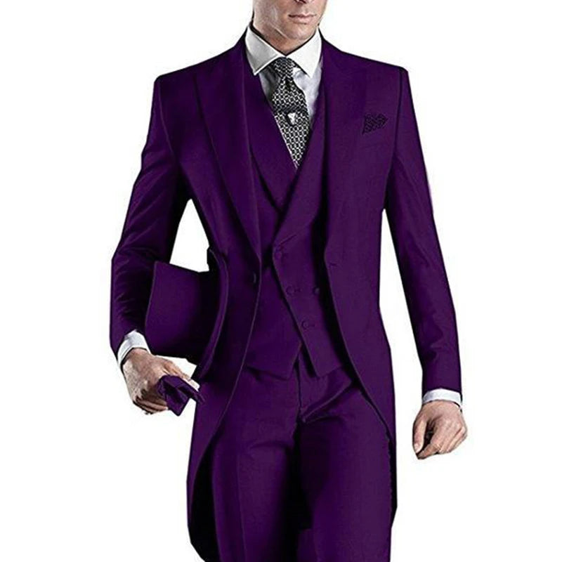 Latest Formal Wedding Men Suits Long Blazer 3 Piece Groom Tuxedo Classic Prom Party Male Suit Fashion Set Jacket with Pants Vest