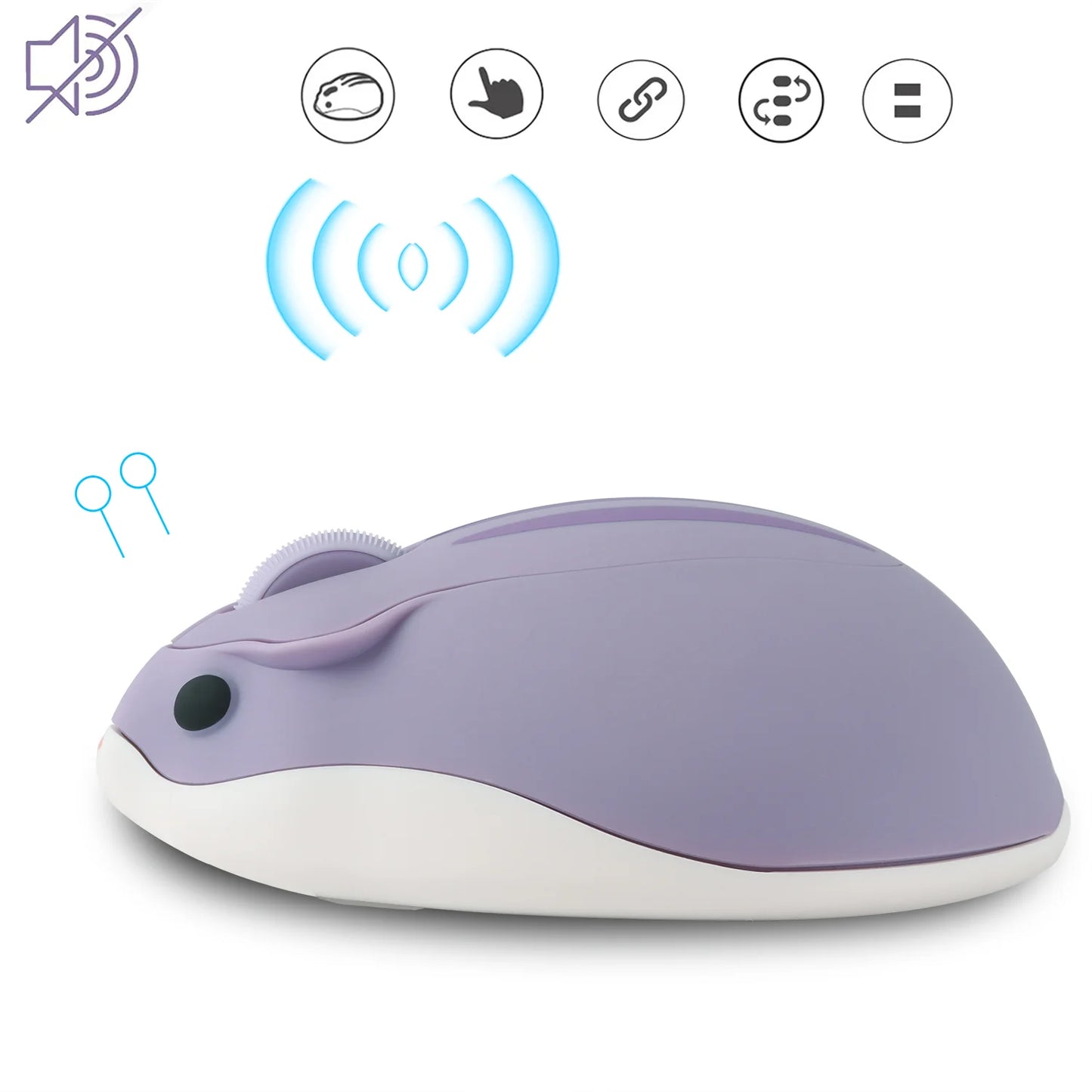 2.4g mouse sem fio roxo hamster forma ratos criativos para a menina crianças presente óptico 3d mini mouse 1200dpi gaming mause para portátil