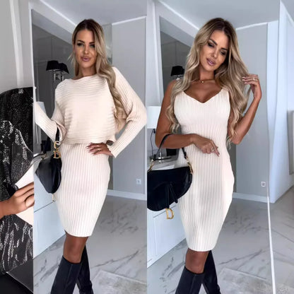 New fashionable and casual sexy suit for women in autumn, with a long sleeved top and camisole skirt