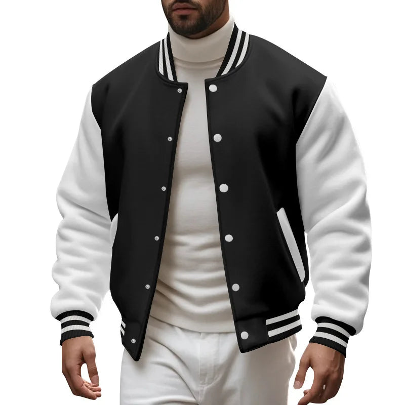 Cross-border men's autumn and winter flight jacket baseball jersey velvet loose casual stand-up jacket men