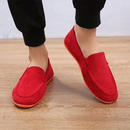 Mocassins de lona tamanho grande masculino, tênis planos simples, sapatos casuais masculinos, sapatos de caminhada, vintage, baratos