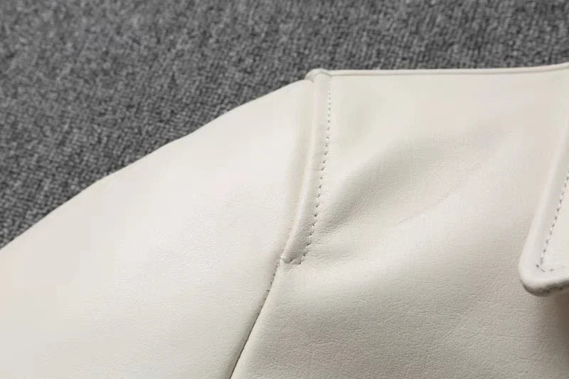 Jaqueta de couro genuíno masculino lapela branca jaqueta de pele de bezerro natural casaco masculino fino ajuste camada superior jaqueta de motociclista