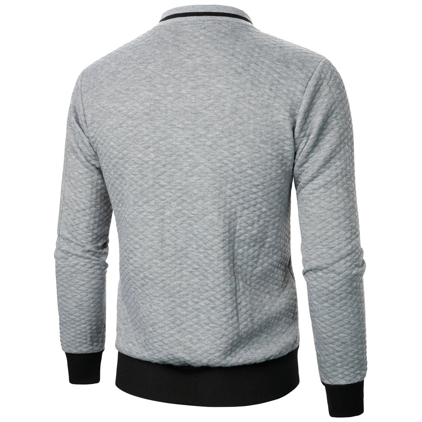 Top masculino com zíper waffle, gola stand, capuz casual, outono e inverno