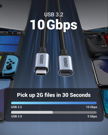Ugreen usb c cabo de extensão tipo c cabo extensor USB-C thunderbolt 3 para xiaomi nintendo interruptor usb 3.1 cabo de extensão usb