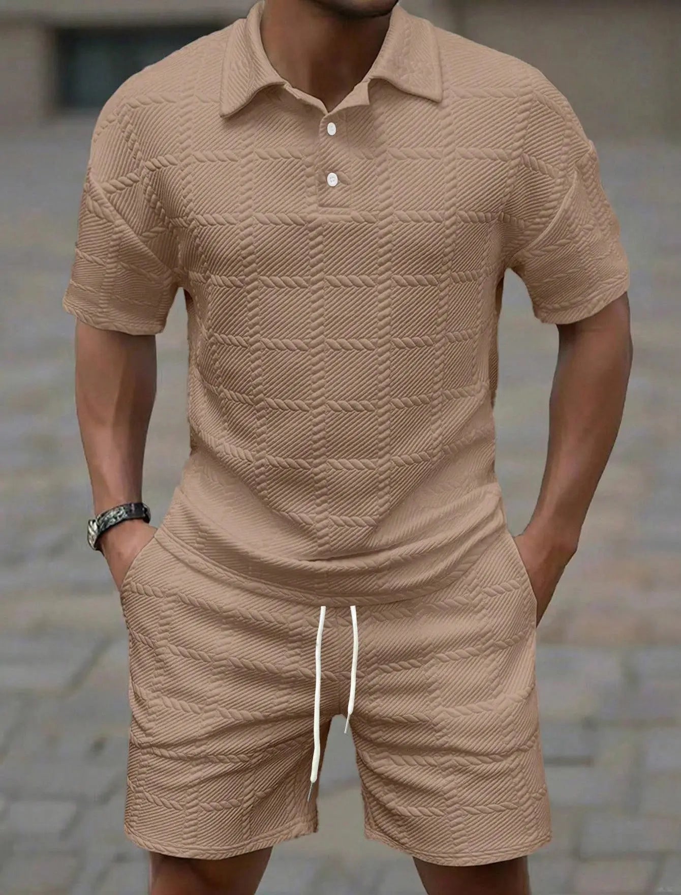 2025 verão nova tendência da moda cor sólida confortável moda leve casual masculino terno de manga curta para homem