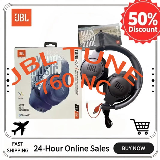 Fones de ouvido sem fio JBL Tune 760NC com microfone para jogos com cancelamento de ruído ativo fone de ouvido Bluetooth - JBLT760NC